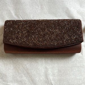 Brown/Chocolate Flap Beaded Evening Bag NWT